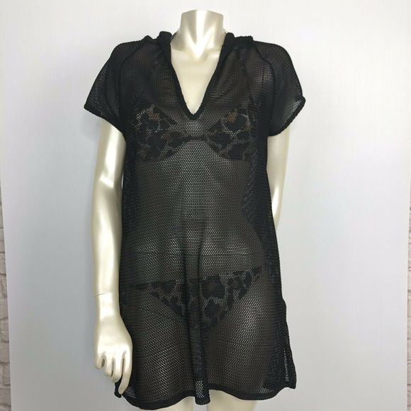 Jordan Taylor Other - Jordan Taylor Black Mesh Swim Cover Up Hooded